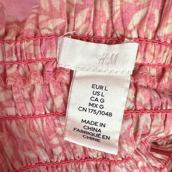 125. H&M Pink Off Shoulder Smocked Long Sleeve Dress L - Picture 2 of 6